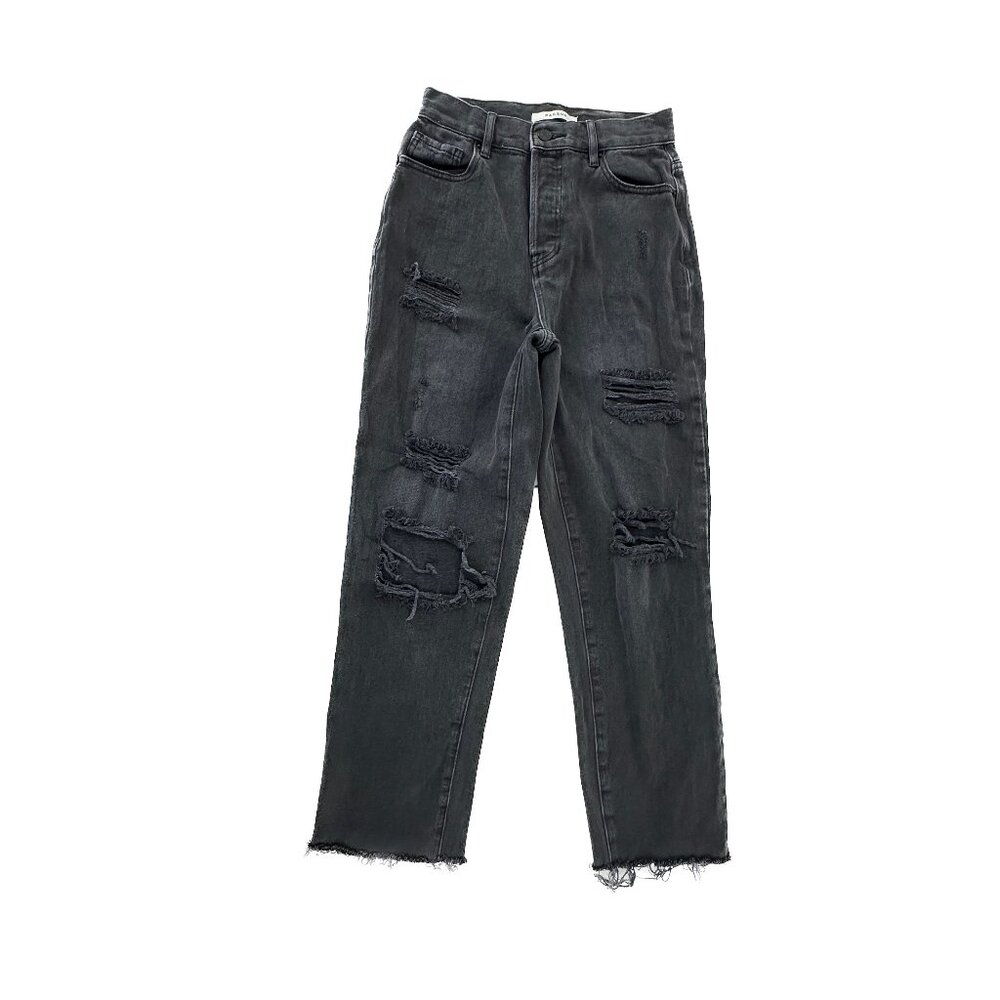 PacSun High Rise Straight Distressed Raw Hem Distressed Women size 25 Black Jean